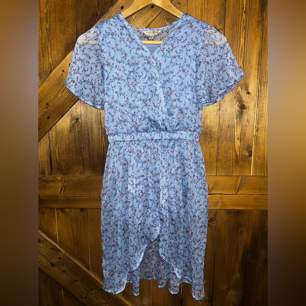 Lucky Brand Girls Blue Floral Romper Dress size M